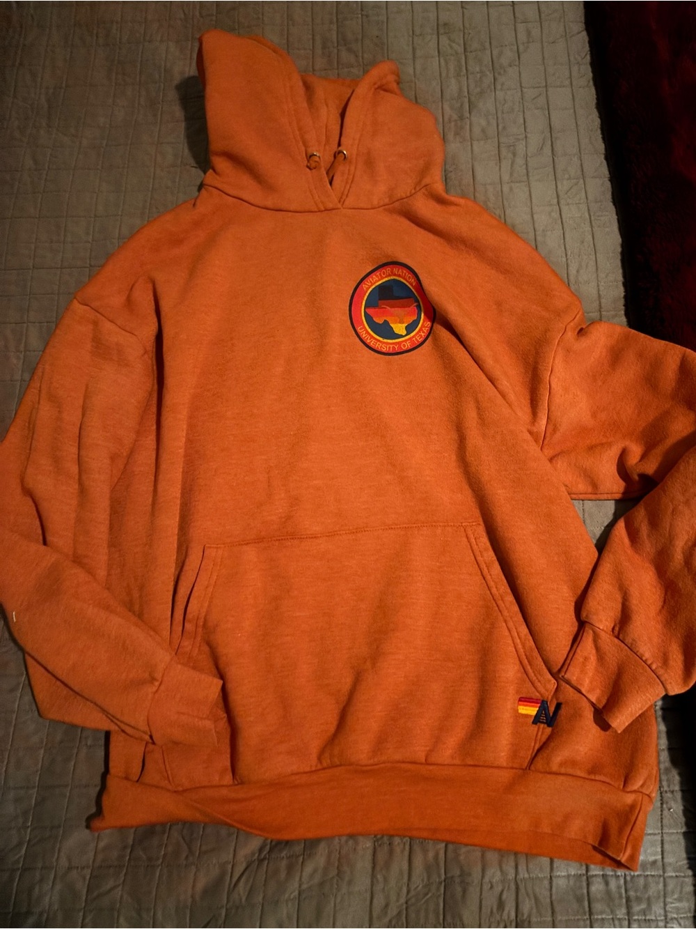 Orange Hooded Sweatshirt with logo- Men's Casual Pullover size medium worn once